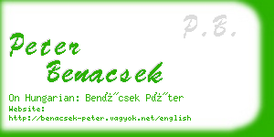 peter benacsek business card